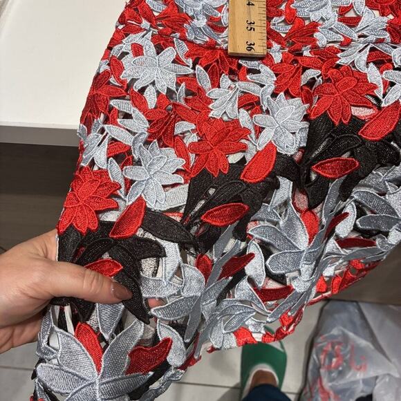 Ted Baker Red & Gray Lace Overlay Telily Dress Medium - Picture 11 of 12